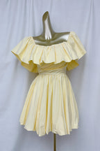 Ruffle Off-Shoulder puffy Mini Dress in yellow