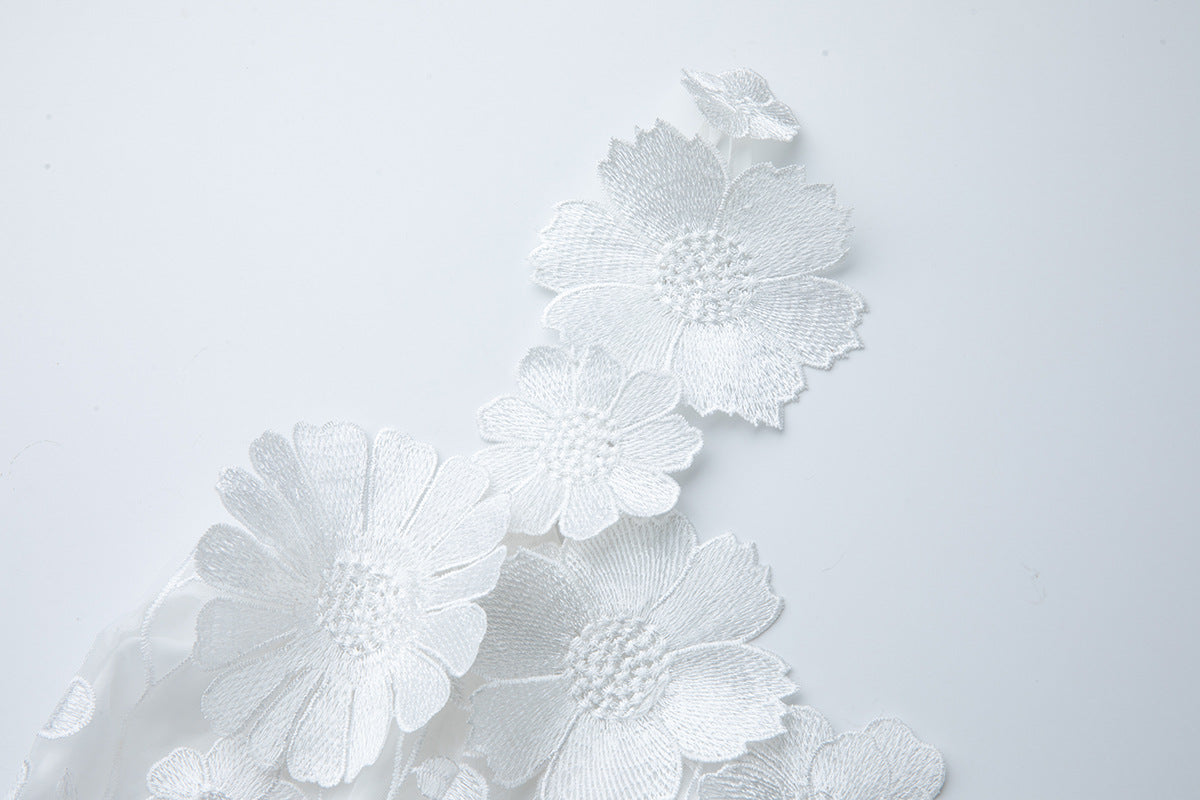 Flowering Girl Women Georgia 3d Floral Lace Mini Dress In White