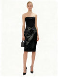 Flowering Girl Women Miriam Black Sleeveless Strapless Cropped Top Mini Skirt