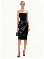 Flowering Girl Women Miriam Black Sleeveless Strapless Cropped Top Mini Skirt