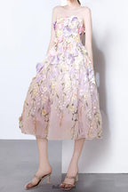 Flowering Girl Women anna floral embroidery midi dress in pastel pink