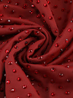 Flowering Girl Women Diamond embellished pleated Midi Dress in merlot