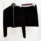 sylvia Crystal Embellishment Side Slit Skirt & Top Set