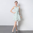 Flowering Girl Women chloe rhinestone 3d flower mini dress in mint