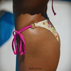 metal ring printed pattern bikini in yellow