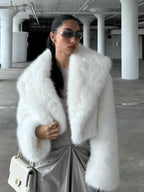 Flowering Girl Women imitation fox fur cropped fur coats with artificial large fur collars