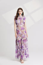 Flowering Girl Women chloe hollow out flower embroidery maxi dress in purple