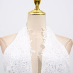 hazel white Deep V-neck halterneck layer ruffle trim maxi dress
