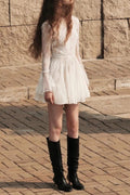 bblythe tulle lace backless mini dress in white