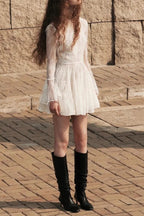 bblythe tulle lace backless mini dress in white