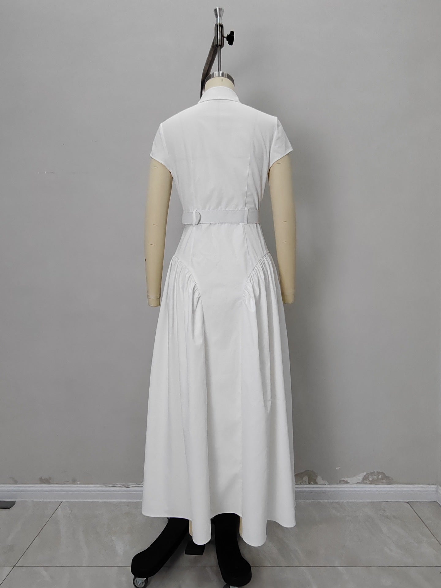 Flowering Girl Women Cap Sleeve Belted Shirt Maxi Dress