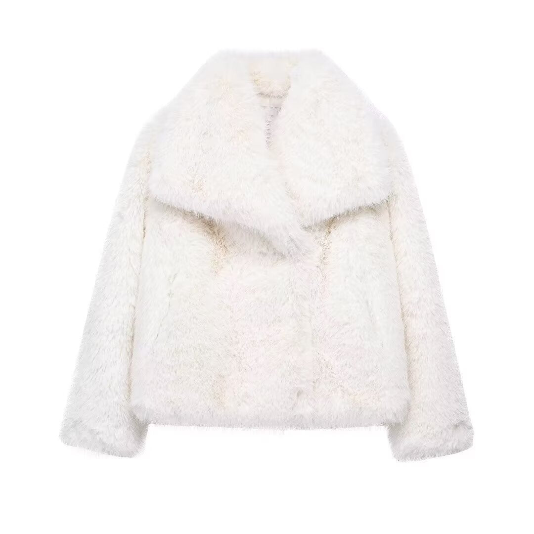 Flowering Girl Women mag lambswool thick fur coat