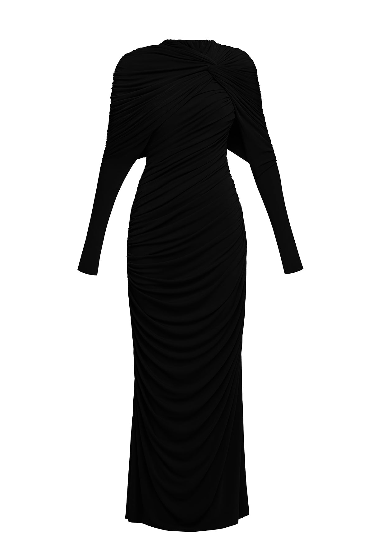 Flowering Girl Women Bonnie Long Sleeve Pleated Knot Bodycon Maxi Dress In Black