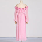 Flowering Girl Women ascella flower shoulder maxi dress in pink