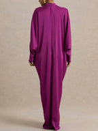 Satin Batwing Sleeve Maxi Kaftan Dress
