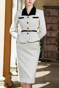 Sylvia White Jacket With Midi Skirt Suit