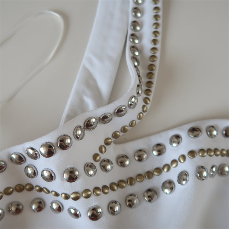 Flowering Girl Women Studded embellished Mini Dress in white