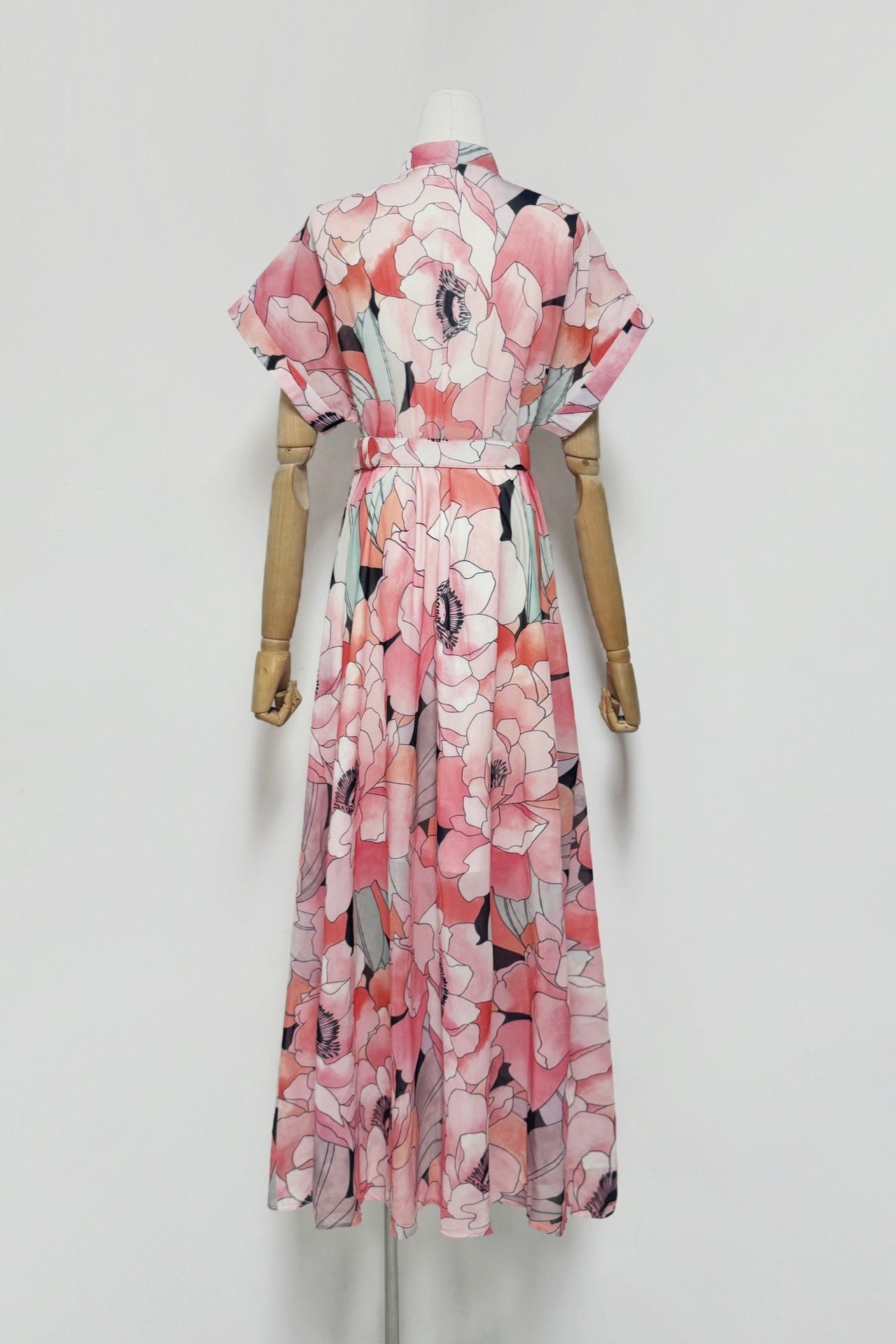 Flowering Girl Women Floral Print Silk Organza Maxi Dress In Pink-Multi