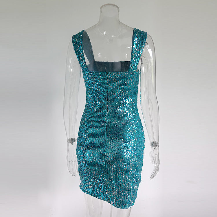 Flowering Girl Women Philipppa Sequin Pleated Mini Dress In Blue