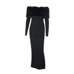 Flowering Girl Women Susie Furry Embellished Bodycon Midi Dress In Black