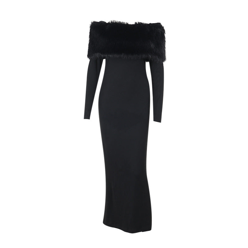 Flowering Girl Women Susie Furry Embellished Bodycon Midi Dress In Black