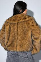 Flowering Girl Women imitation fox fur long sleeve short jackets
