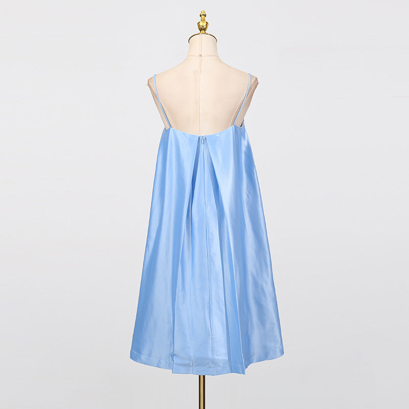 Edwina Applique Floral Embroidered Mini Dress In Blue