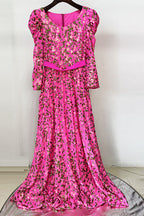 Flowering Girl Women pink embroidered sequin long dress