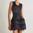 Rebecca Sequin Stretch-Knit Mini Dress In Black
