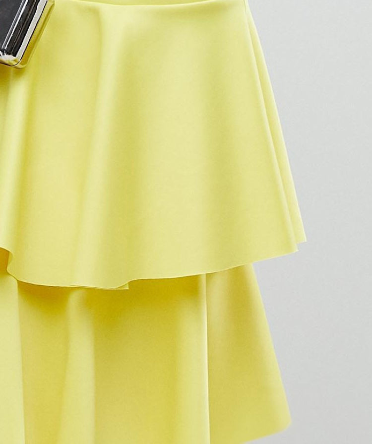 Flowering Girl Women samantha layered off-shoulder midi dress in yellow