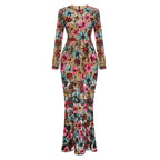 priscilla Colorful floral embroidered maxi dress