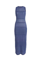 hollow striped sleeveless knit midi dress in Royal Blue