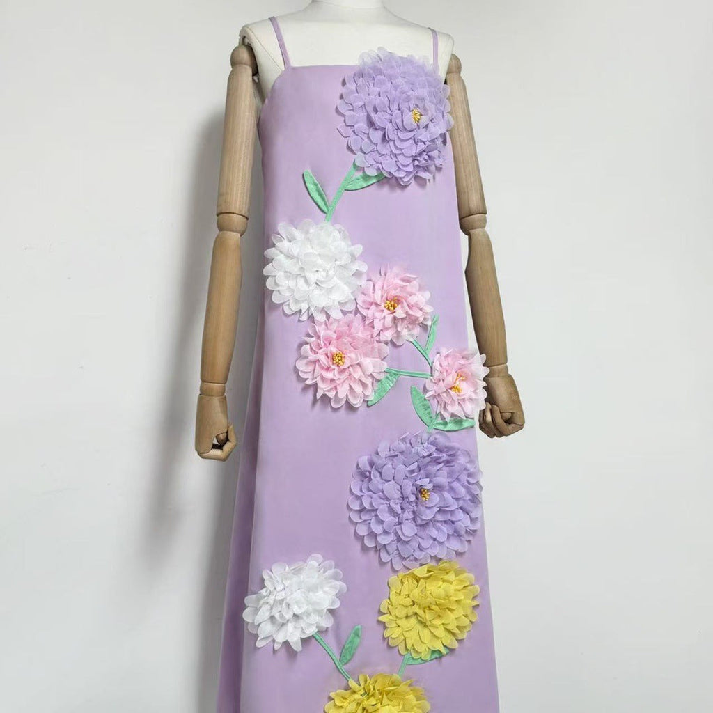 kristin Buttercup Embroidered Maxi Dress in Purple