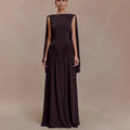 Flowering Girl Women open back cape pleated maxi dress
