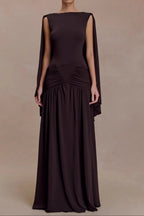 Flowering Girl Women open back cape pleated maxi dress