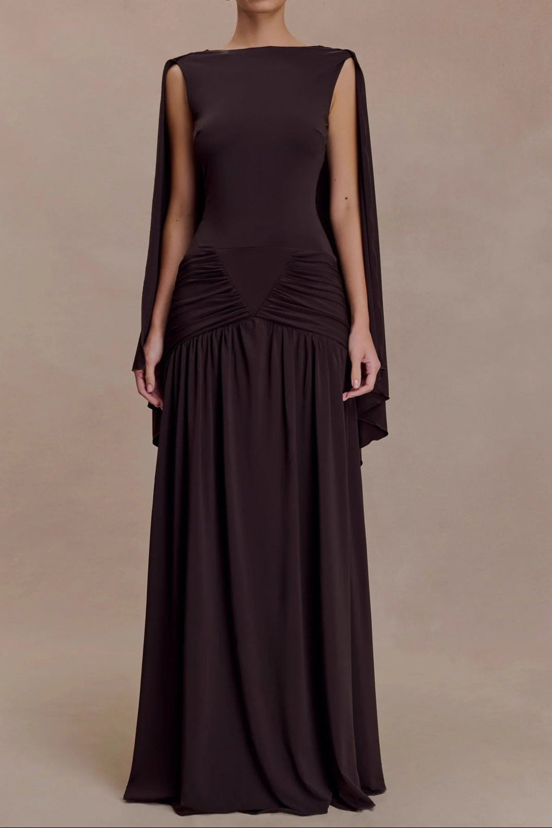Flowering Girl Women open back cape pleated maxi dress