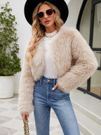 Flowering Girl Women victoria Imitation Fur Top Short Jacket