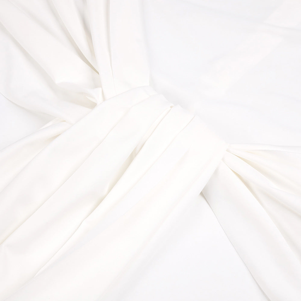 Flowering Girl Women Round neck ribbon knot maxi dress in white