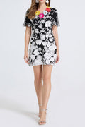 Flowering Girl Women Letitia 3d Floral Embroidery Mini Dress In Black