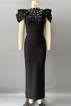 Roxanne Crystal-Embellished Crepe Bodycon Gown In Black