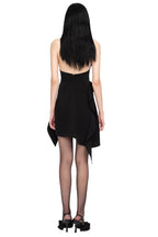 Flowering Girl Women Phoenix Ruffled Backless Mini Dress In Black