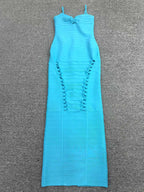Flowering Girl Women Nancy Hollow Bandage Maxi Dress In Blue