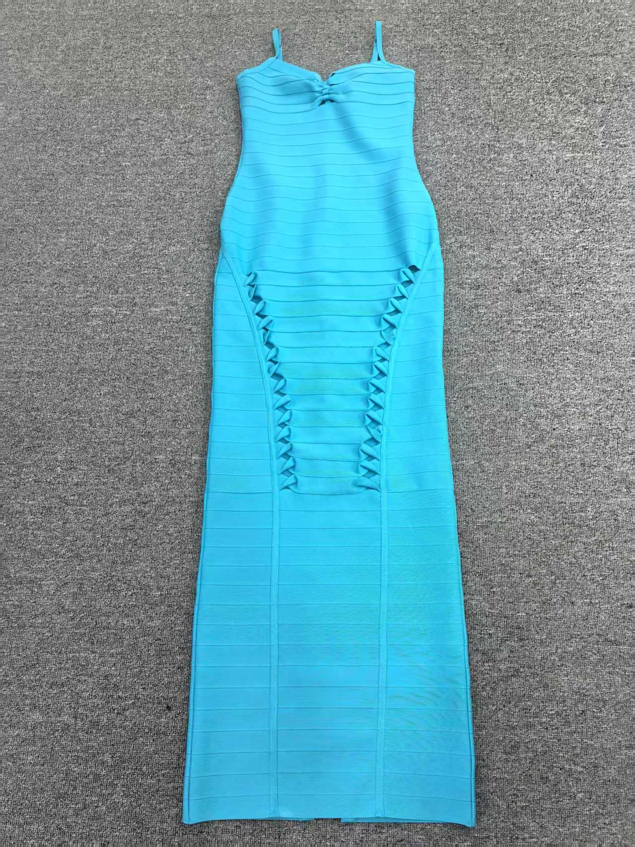Flowering Girl Women Nancy Hollow Bandage Maxi Dress In Blue