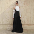 jenny Halter-neck 3d flower embroidery backless maxi dress - black