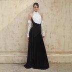 jenny Halter-neck 3d flower embroidery backless maxi dress - black