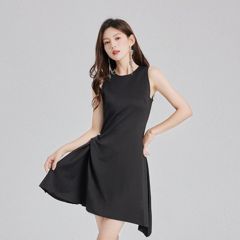 Flowering Girl Women Frederica Designer-Style Irregular, Waist-Cinching, Pleated Cocktail Mini Dress