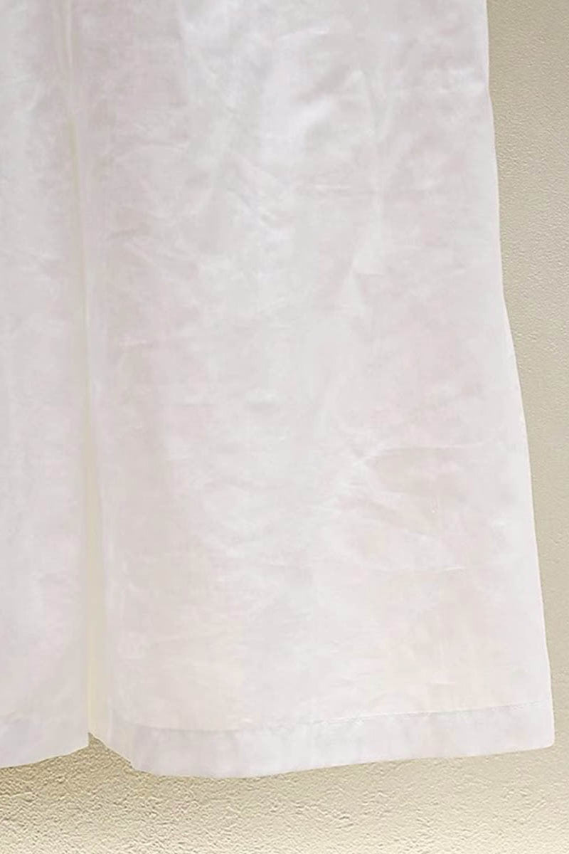 Flowering Girl Women High Crossover V-Neck Pleated Maxi Dress In White