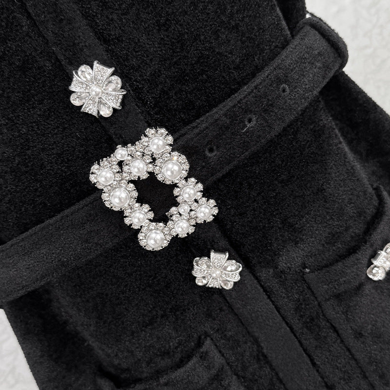 Flowering Girl Women Kama Black Chenille Knit Midi Dress