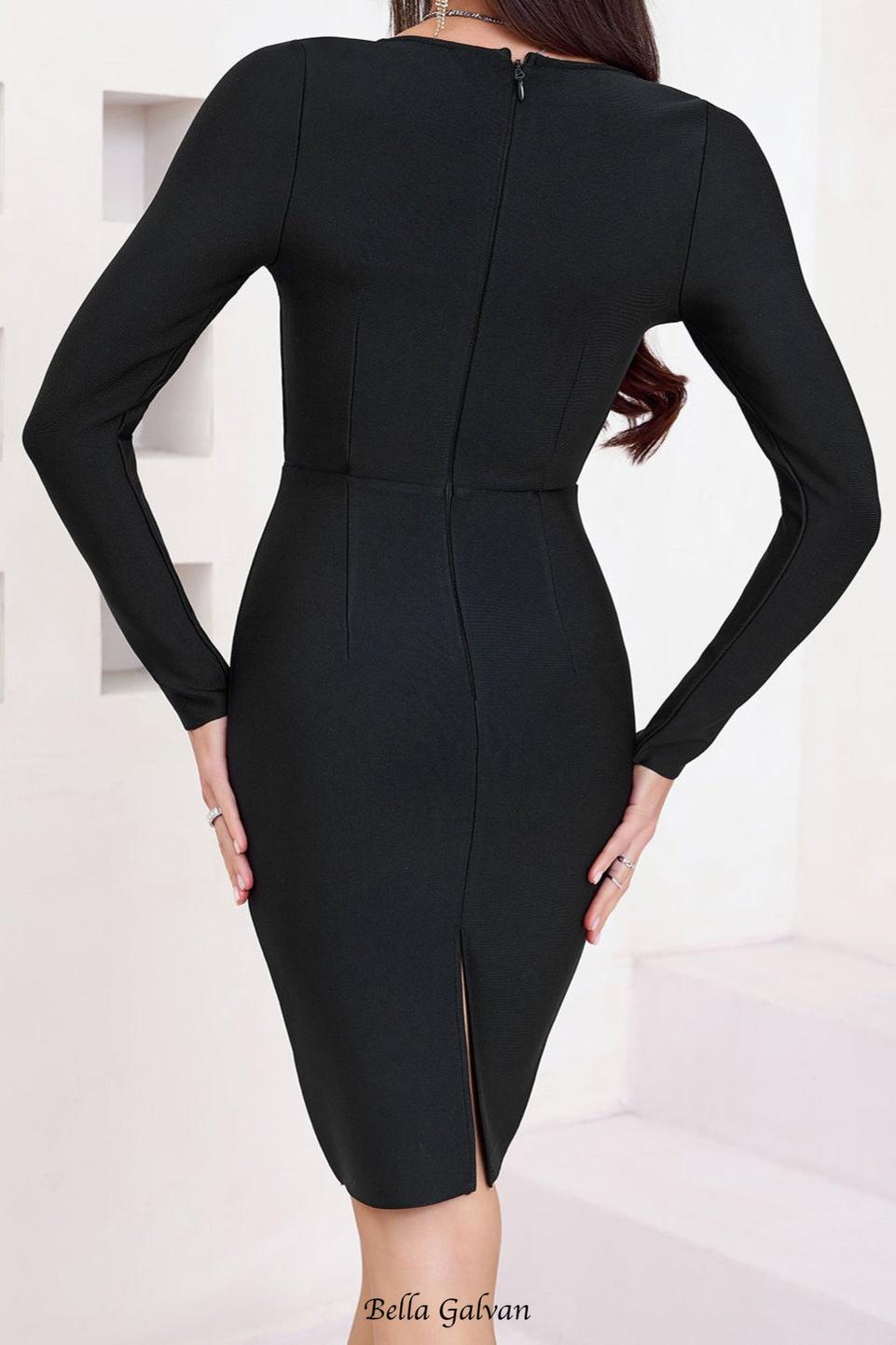 Flowering Girl Women alexandra bodycon bandage mini dress in black
