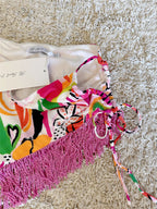 Flowering Girl Women painted graffiti irregular strap fringed skirt set